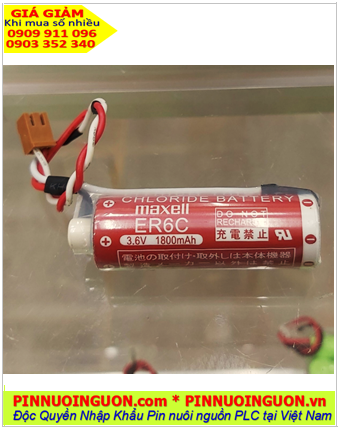 Maxell ER6C; Pin nuôi nguồn PLC Maxell ER6C lithium 3.6v AA1800mAh chính hãng _Xuất xứ Nhật